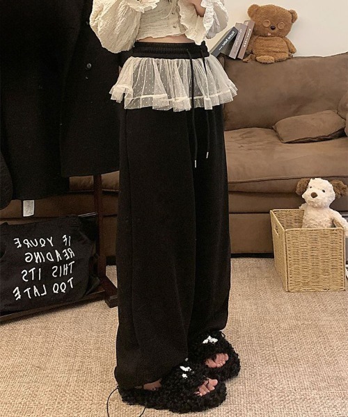 &soiree(アンドソワレ)の「ウエストチュール付きスウェットワイドパンツ(スウェットパンツ・レディース・ブラウン/杢グレー/ブラック・SMALL/MEDIUM/LARGE/X-LARGE)」の9枚目の写真
