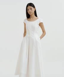 Mare Boatneck Flare Dress (ivory)