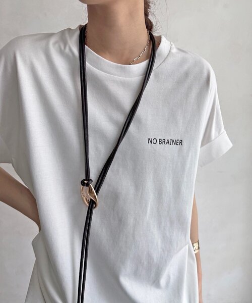 DouDou(ドゥドゥ)の「バックロゴチュニックTEE(Tシャツ/カットソー・レディース・チャコールグレー/オフホワイト/カーキ・FREE)」の12枚目の写真