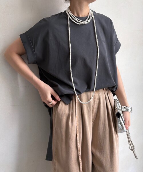 DouDou(ドゥドゥ)の「バックロゴチュニックTEE(Tシャツ/カットソー・レディース・チャコールグレー/オフホワイト/カーキ・FREE)」の21枚目の写真