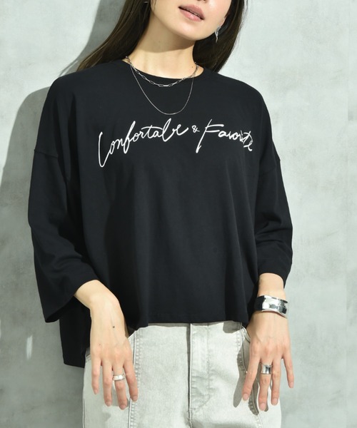 INTERPLANET（インタープラネット）の「７分袖クルーロゴワイドＴ（Tシャツ/カットソー・レディース・ブラウン/ブラック/オフホワイト・FREE）」の9枚目の写真
