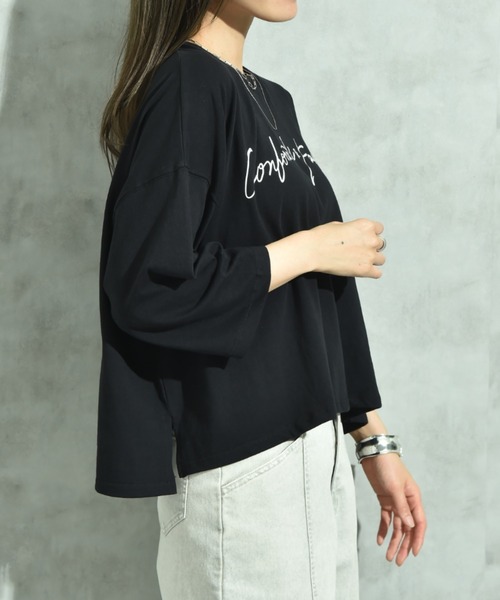 INTERPLANET（インタープラネット）の「７分袖クルーロゴワイドＴ（Tシャツ/カットソー・レディース・ブラウン/ブラック/オフホワイト・FREE）」の12枚目の写真