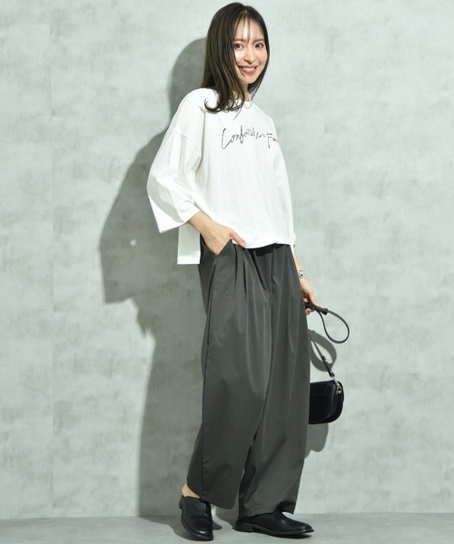 INTERPLANET（インタープラネット）の「７分袖クルーロゴワイドＴ（Tシャツ/カットソー・レディース・ブラウン/ブラック/オフホワイト・FREE）」の22枚目の写真
