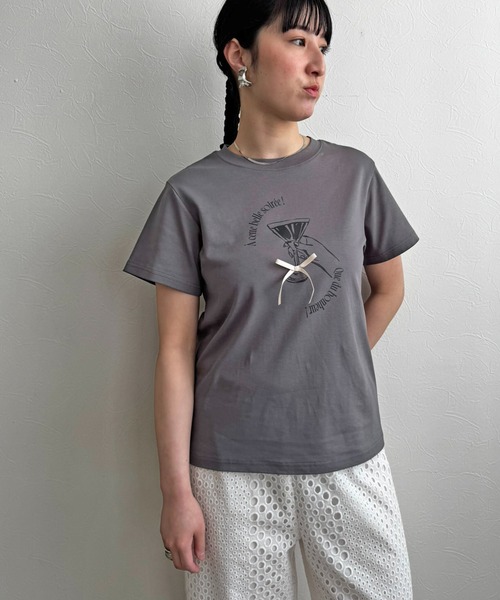 LHELBIE(レルビエ)の「イラストT(Tシャツ/カットソー・レディース・オフホワイト/チャコールグレー/ブラック・M)」の12枚目の写真