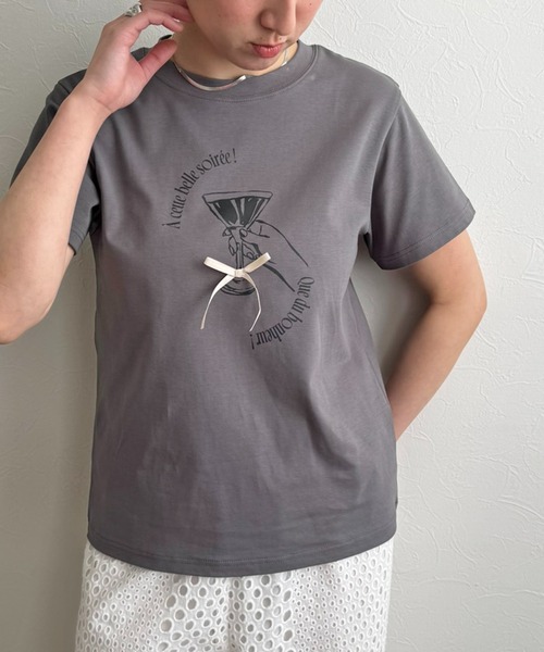 LHELBIE(レルビエ)の「イラストT(Tシャツ/カットソー・レディース・オフホワイト/チャコールグレー/ブラック・M)」の10枚目の写真