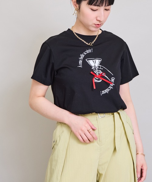 LHELBIE(レルビエ)の「イラストT(Tシャツ/カットソー・レディース・オフホワイト/チャコールグレー/ブラック・M)」の7枚目の写真