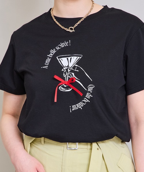 LHELBIE(レルビエ)の「イラストT(Tシャツ/カットソー・レディース・オフホワイト/チャコールグレー/ブラック・M)」の9枚目の写真