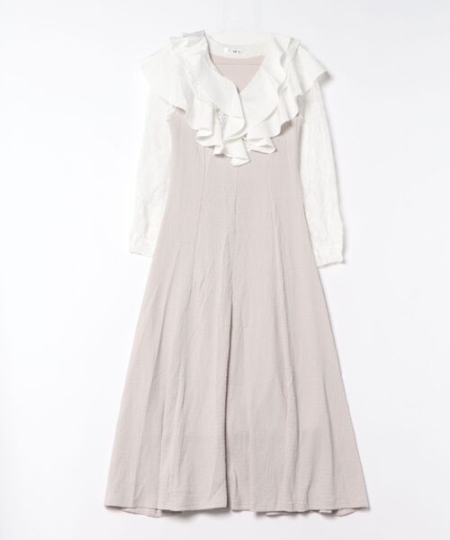 Anely(アネリー)の「ラッフル フリル レース レイヤード ロング ワンピース(ワンピース・レディース・ミント/グレイッシュベージュ/ブラック・FREE)」の21枚目の写真