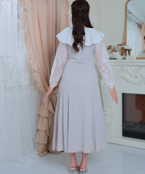 Anely(アネリー)の「ラッフル フリル レース レイヤード ロング ワンピース(ワンピース・レディース・ミント/グレイッシュベージュ/ブラック・FREE)」の18枚目の写真