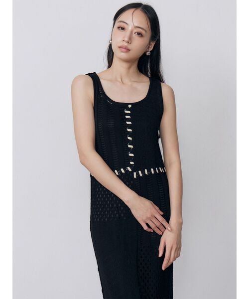 MURUA(ムルーア)の「ステッチパッチワークワンピース 夏服(ワンピース・レディース・アイボリー/ブラック・FREE)」の12枚目の写真