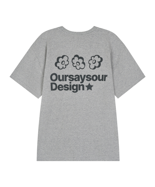 OURSAYSOUR(アワーセイアワー)の「フラワーシンボルロゴオーバーサイズ半袖Tシャツメランジ(Tシャツ/カットソー・レディース・グレー・FREE)」の1枚目の写真