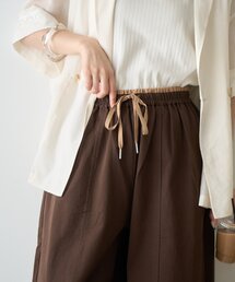【3サイズ展開/ウエスト配色】裾ドロストバレルイージーパンツ