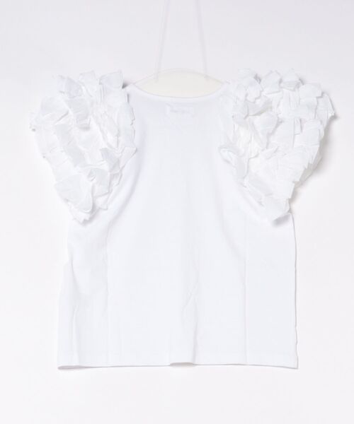 SALON adam et rope'(サロン アダム エ ロペ)の「【AAYUSHI(アユーシ)】フリルスリーブカットソー(Tシャツ/カットソー・レディース・ホワイト/ブラック・FREE)」の3枚目の写真