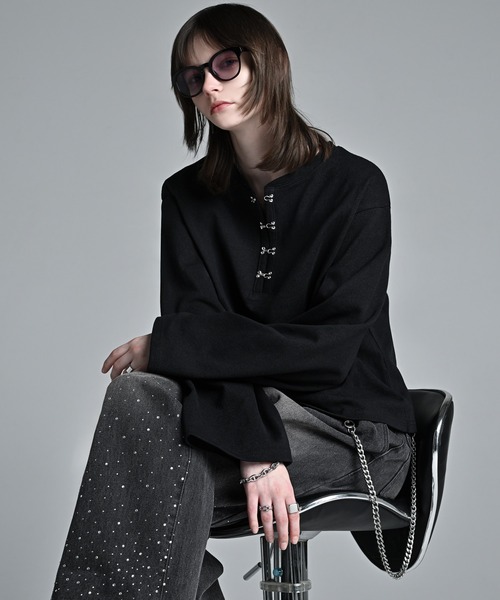 ADRER(アドラー)の「Short Length Hook long-T / ショートレングス フック ロングT(Tシャツ/カットソー・メンズ・ホワイト/ブラック・XS/S/M/L)」の6枚目の写真