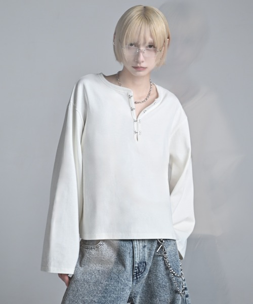 ADRER(アドラー)の「Short Length Hook long-T / ショートレングス フック ロングT(Tシャツ/カットソー・メンズ・ホワイト/ブラック・XS/S/M/L)」の11枚目の写真