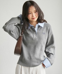 シャツカラードッキングニット