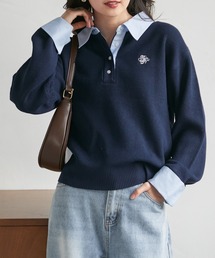シャツカラードッキングニット