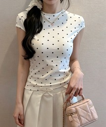 ドット柄tシャツレディース 半袖トップス