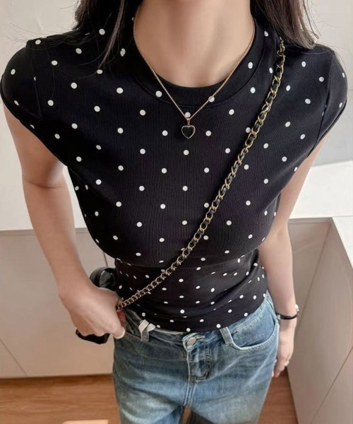 Miniministore(ミニミニストア)の「ドット柄tシャツレディース 半袖トップス(Tシャツ/カットソー・レディース・ホワイト/ブラック/ダークグレー・M/L)」の22枚目の写真
