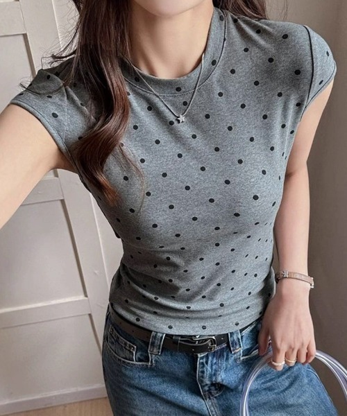 Miniministore(ミニミニストア)の「ドット柄tシャツレディース 半袖トップス(Tシャツ/カットソー・レディース・ホワイト/ブラック/ダークグレー・M/L)」の15枚目の写真
