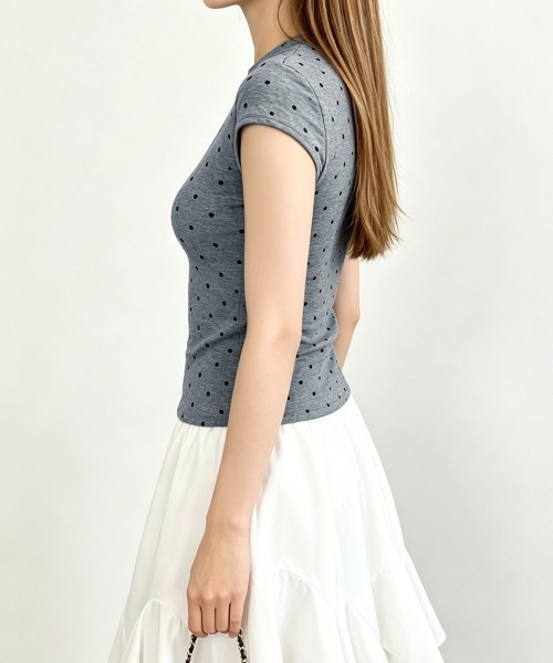 Miniministore(ミニミニストア)の「ドット柄tシャツレディース 半袖トップス(Tシャツ/カットソー・レディース・ホワイト/ブラック/ダークグレー・M/L)」の10枚目の写真