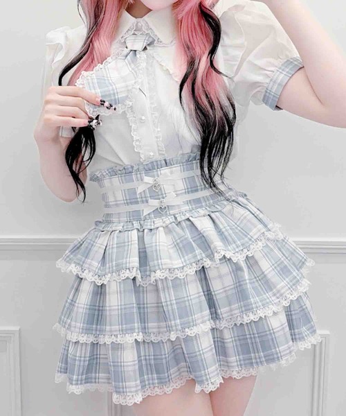 MA*RS(アメーバーマーズ)の「チェック柄ネクタイ付きブラウス(シャツ/ブラウス・レディース・ピンク/ブラック/グレー・FREE)」の3枚目の写真