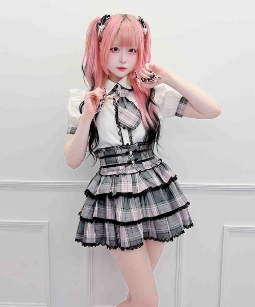 MA*RS(アメーバーマーズ)の「チェック柄ネクタイ付きブラウス(シャツ/ブラウス・レディース・ピンク/ブラック/グレー・FREE)」の5枚目の写真