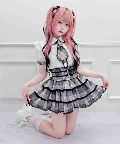 MA*RS(アメーバーマーズ)の「チェック柄ネクタイ付きブラウス(シャツ/ブラウス・レディース・ピンク/ブラック/グレー・FREE)」の7枚目の写真