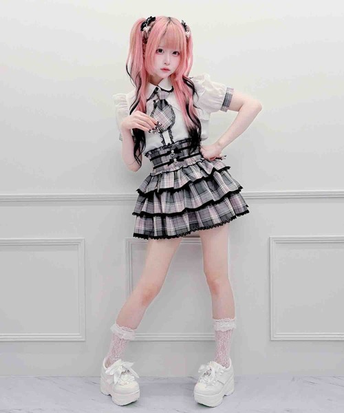 MA*RS(アメーバーマーズ)の「チェック柄ネクタイ付きブラウス(シャツ/ブラウス・レディース・ピンク/ブラック/グレー・FREE)」の8枚目の写真
