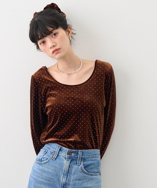 NOGLE(ノグル)の「【NOGLE/ノグル】スパンコールドットベロアトップス×シュシュSET(Tシャツ/カットソー・レディース・ブラック/ネイビー/ブラウン・FREE)」の17枚目の写真
