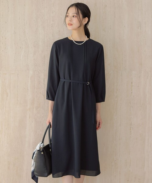 定価2.8万 新品未使用 ジェイプレス シアーブロックチェック ワンピース LM 人気・お呼ばれ・一枚で着映え】シアー ブロックチェック ワンピース