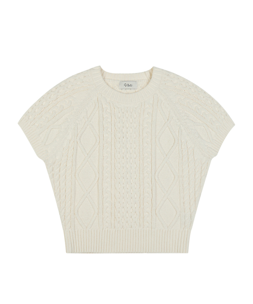 VLETI（ブレッティ）の「Cable Cotton Round Half Knit (cream)（ニット/セーター・レディース・クリーム・FREE）」の2枚目の写真
