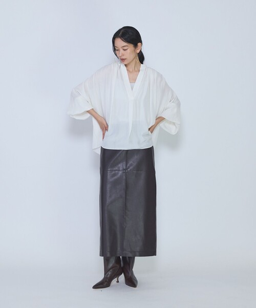 1er Arrondissement(プルミエアロンディスモン)の「ギャザースキッパーブラウス(シャツ/ブラウス・レディース・オフホワイト/ブラウン系その他5/イエロー系その他5・36/38)」の7枚目の写真