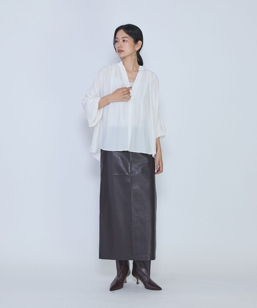 1er Arrondissement(プルミエアロンディスモン)の「ギャザースキッパーブラウス(シャツ/ブラウス・レディース・オフホワイト/ブラウン系その他5/イエロー系その他5・36/38)」の8枚目の写真