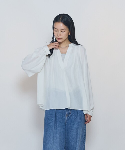 1er Arrondissement(プルミエアロンディスモン)の「ギャザースキッパーブラウス(シャツ/ブラウス・レディース・オフホワイト/ブラウン系その他5/イエロー系その他5・36/38)」の13枚目の写真