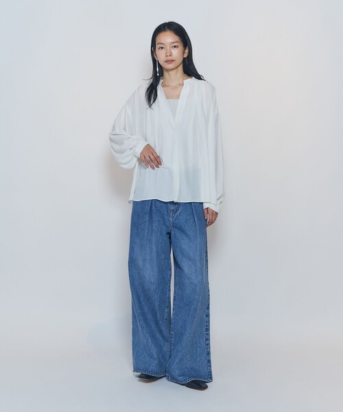 1er Arrondissement(プルミエアロンディスモン)の「ギャザースキッパーブラウス(シャツ/ブラウス・レディース・オフホワイト/ブラウン系その他5/イエロー系その他5・36/38)」の15枚目の写真