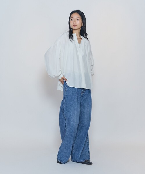 1er Arrondissement(プルミエアロンディスモン)の「ギャザースキッパーブラウス(シャツ/ブラウス・レディース・オフホワイト/ブラウン系その他5/イエロー系その他5・36/38)」の16枚目の写真
