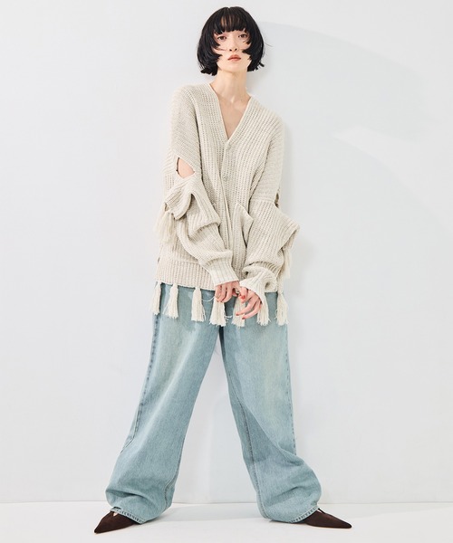 sulvam(サルバム)の「【sulvam/サルバム】Fringe knit/フリンジニット(ニット/セーター・レディース・ベージュ/ブラック・S)」の10枚目の写真