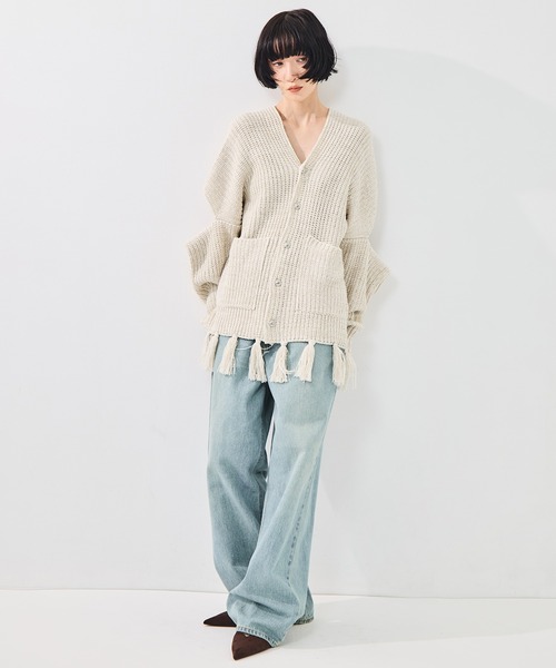 sulvam(サルバム)の「【sulvam/サルバム】Fringe knit/フリンジニット(ニット/セーター・レディース・ベージュ/ブラック・S)」の11枚目の写真