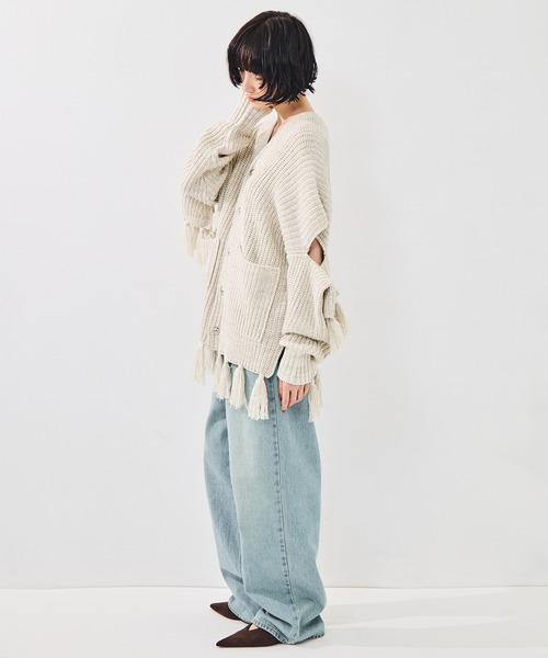 sulvam(サルバム)の「【sulvam/サルバム】Fringe knit/フリンジニット(ニット/セーター・レディース・ベージュ/ブラック・S)」の12枚目の写真