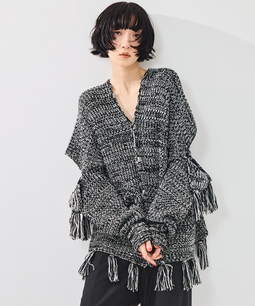 sulvam(サルバム)の「【sulvam/サルバム】Fringe knit/フリンジニット(ニット/セーター・レディース・ベージュ/ブラック・S)」の18枚目の写真