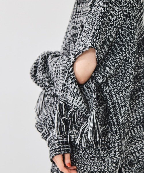 sulvam(サルバム)の「【sulvam/サルバム】Fringe knit/フリンジニット(ニット/セーター・レディース・ベージュ/ブラック・S)」の7枚目の写真