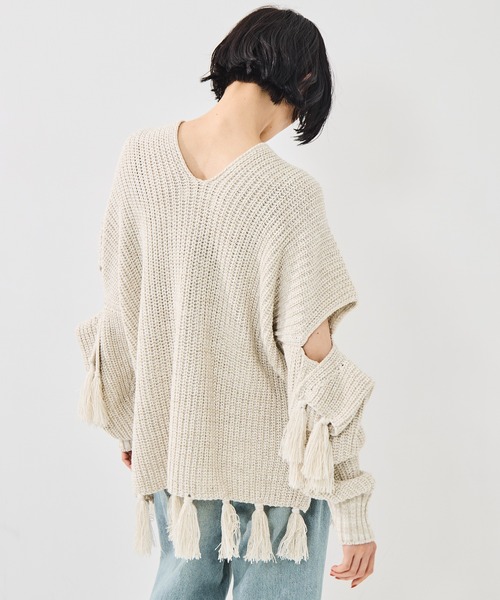 sulvam(サルバム)の「【sulvam/サルバム】Fringe knit/フリンジニット(ニット/セーター・レディース・ベージュ/ブラック・S)」の15枚目の写真