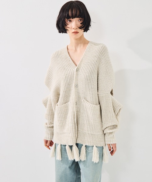 sulvam(サルバム)の「【sulvam/サルバム】Fringe knit/フリンジニット(ニット/セーター・レディース・ベージュ/ブラック・S)」の13枚目の写真