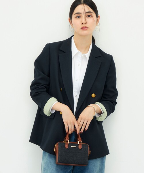 NOLLEY’S(ノーリーズ)の「《セットアップ対応》ウォッシャブルシャークWジャケット(テーラードジャケット・レディース・ネイビー/グレイッシュベージュ/ブラウン・34/36/38)」の3枚目の写真