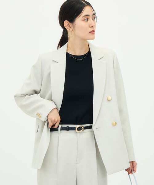 NOLLEY’S(ノーリーズ)の「《セットアップ対応》ウォッシャブルシャークWジャケット(テーラードジャケット・レディース・ネイビー/グレイッシュベージュ/ブラウン・34/36/38)」の1枚目の写真