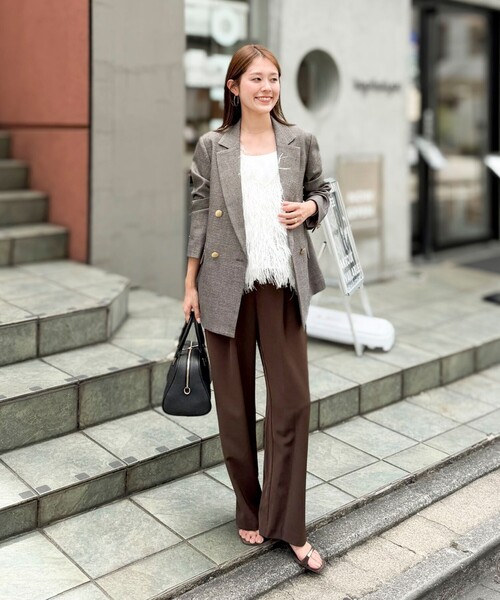 NOLLEY’S(ノーリーズ)の「《セットアップ対応》ウォッシャブルシャークWジャケット(テーラードジャケット・レディース・ネイビー/グレイッシュベージュ/ブラウン・34/36/38)」の4枚目の写真