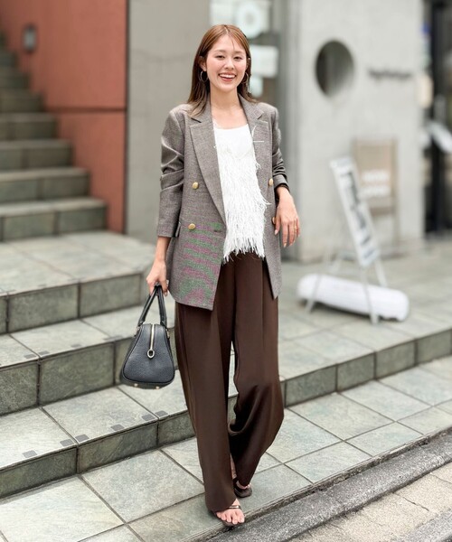 NOLLEY’S(ノーリーズ)の「《セットアップ対応》ウォッシャブルシャークWジャケット(テーラードジャケット・レディース・ネイビー/グレイッシュベージュ/ブラウン・34/36/38)」の6枚目の写真