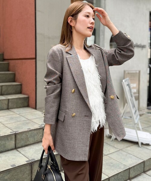 NOLLEY’S(ノーリーズ)の「《セットアップ対応》ウォッシャブルシャークWジャケット(テーラードジャケット・レディース・ネイビー/グレイッシュベージュ/ブラウン・34/36/38)」の7枚目の写真