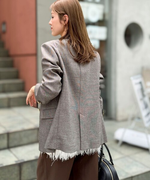 NOLLEY’S(ノーリーズ)の「《セットアップ対応》ウォッシャブルシャークWジャケット(テーラードジャケット・レディース・ネイビー/グレイッシュベージュ/ブラウン・34/36/38)」の11枚目の写真